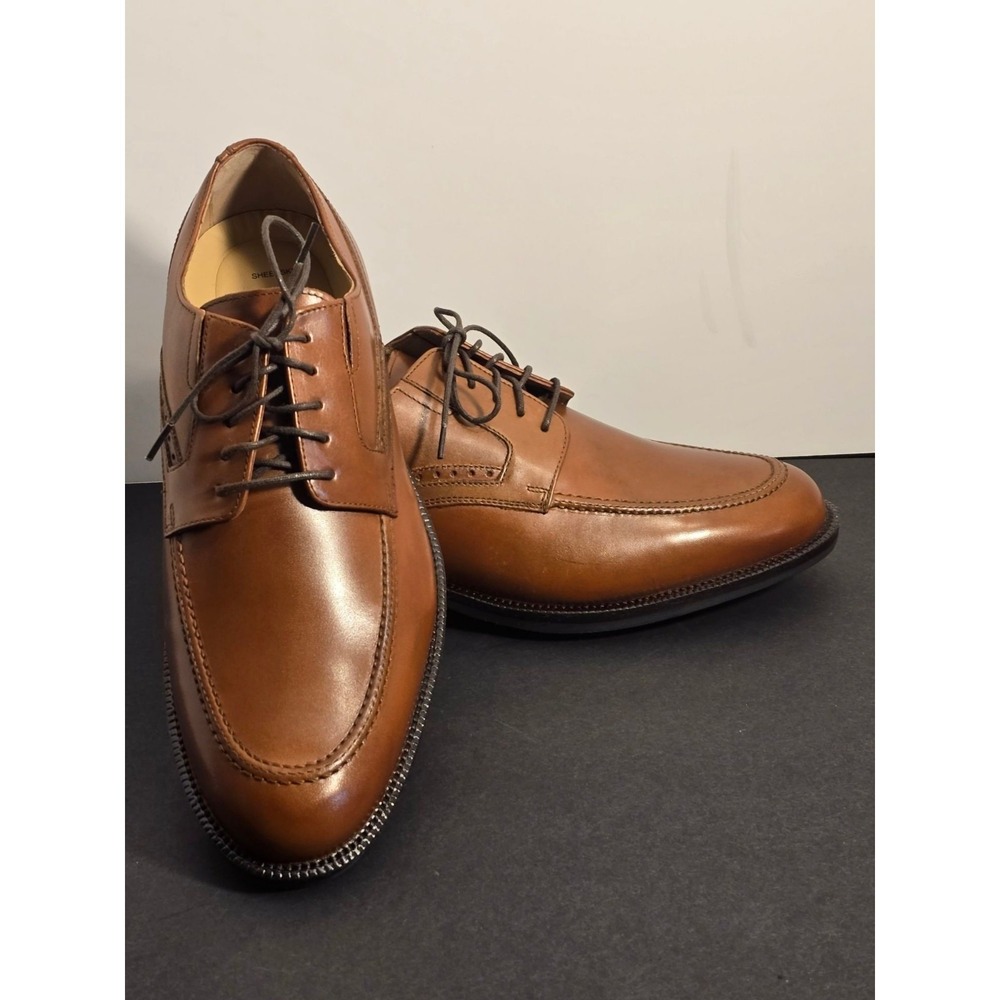 Johnston & Murphy McGrath Mens Italian Calfskin Leather Saddle Brown Oxfords NEW - Picture 15 of 16